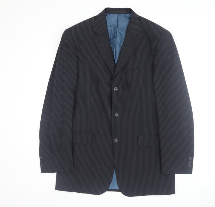 Marks and Spencer Men's Blue Striped Suit Jacket 38R