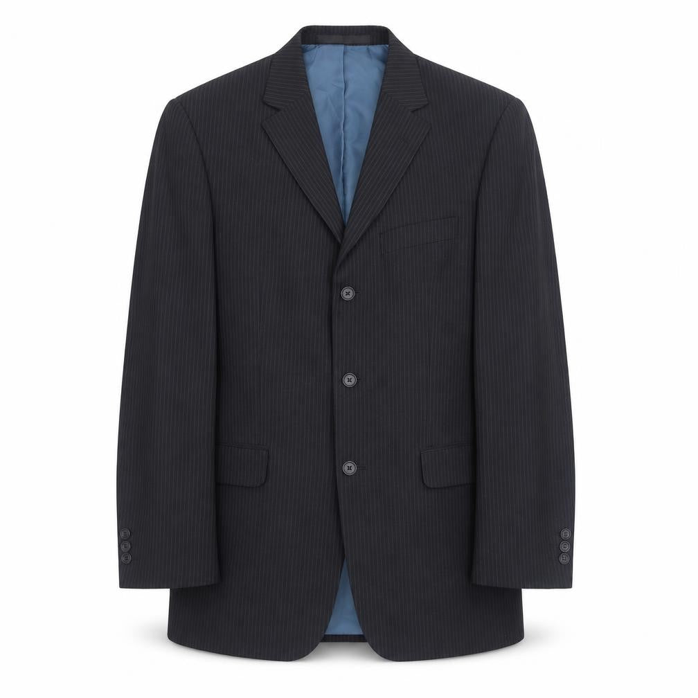 Front view of Marks & Spencer Men's Blue Striped Suit Jacket 38R