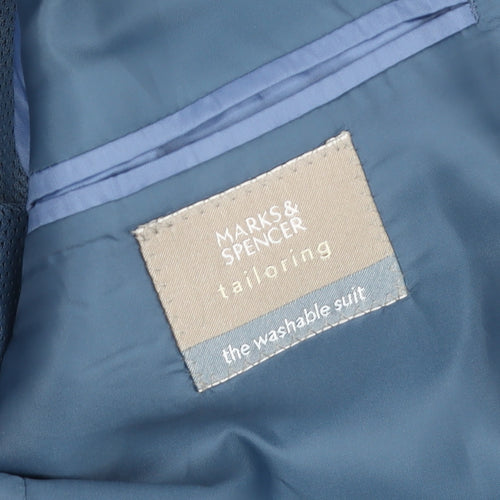 Marks and Spencer Men's Blue Striped Suit Jacket 38R