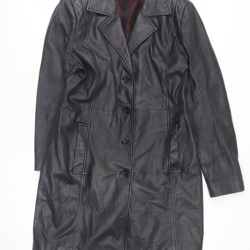 Freemans Women's Black Leather Overcoat Size 12