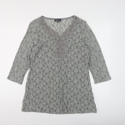 Marks & Spencer Grey Floral Blouse for Women, Size 14