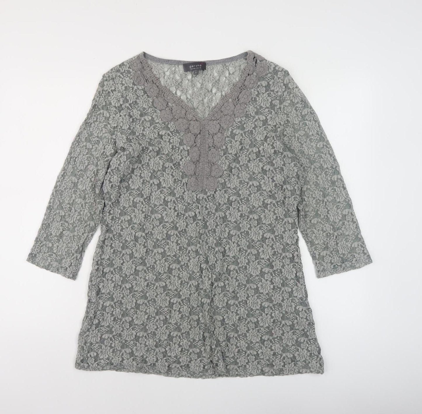 Marks & Spencer Grey Floral Blouse for Women, Size 14