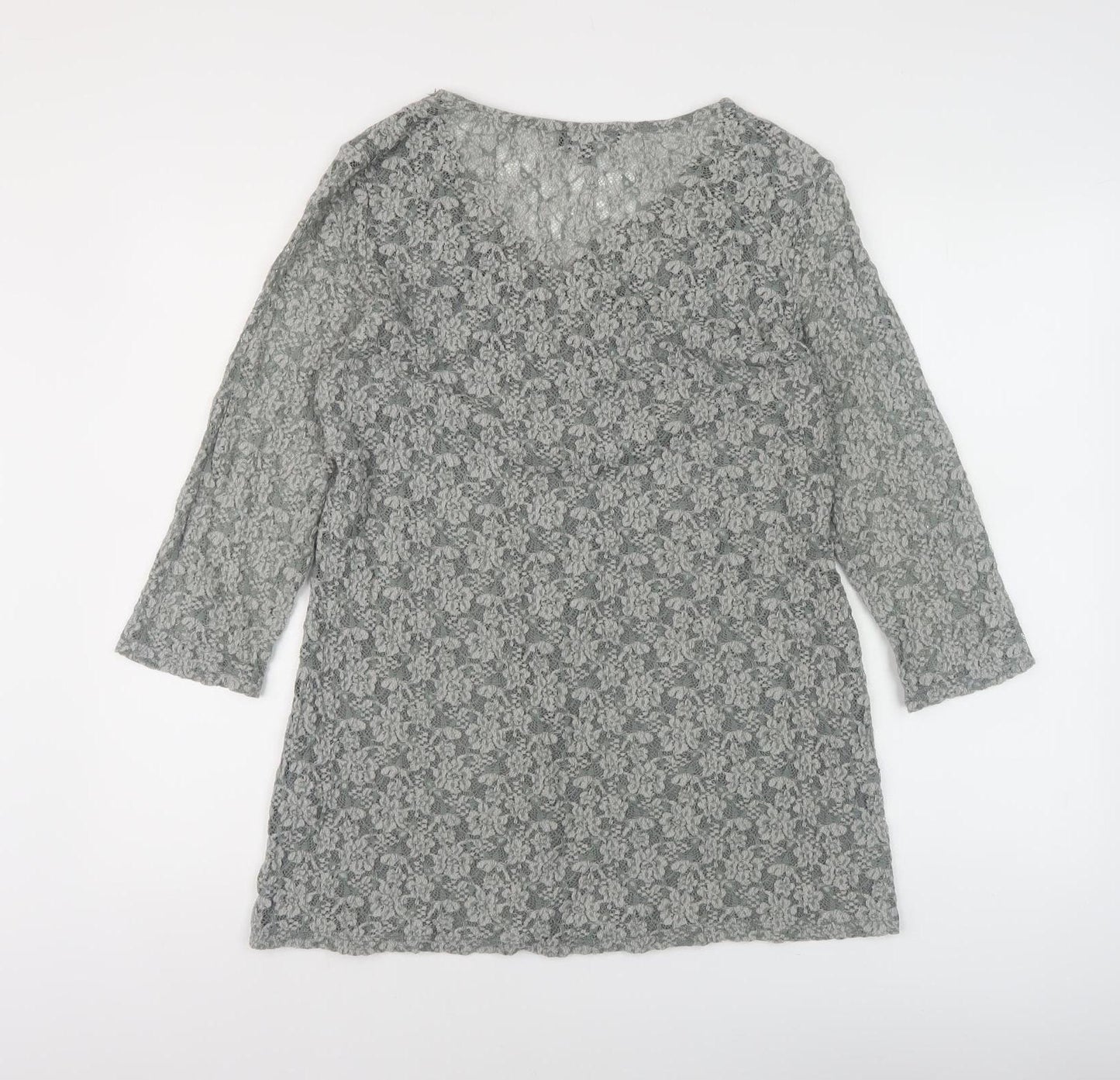 Marks & Spencer Grey Floral Blouse for Women, Size 14