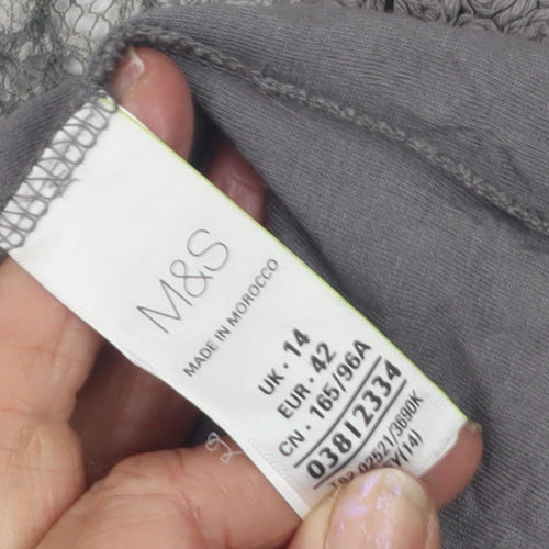 Marks & Spencer Grey Floral Blouse for Women, Size 14