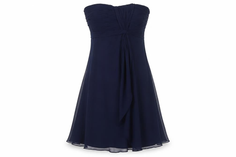 Front view of Coast Women's Blue Strapless Chiffon Dress, size 10
