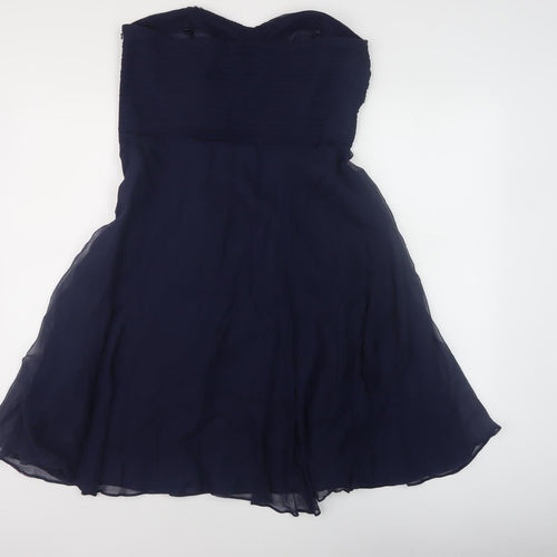 Coast Women's Blue Strapless Chiffon Dress Size 10