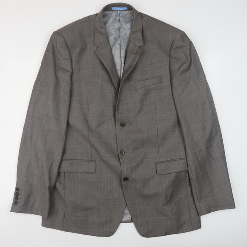 Next Men's Grey Wool Mix Blazer Size 44L Classic Style