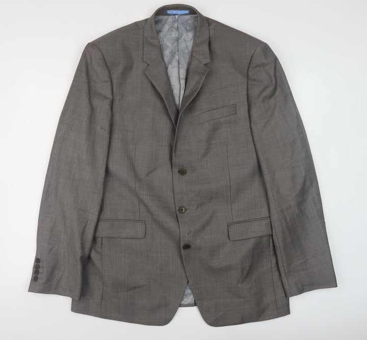 Next Men's Grey Wool Mix Blazer Size 44L Classic Style