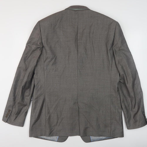 Next Men's Grey Wool Mix Blazer Size 44L Classic Style