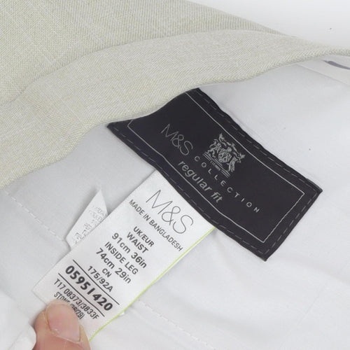 Marks and Spencer Beige Men's Linen Dress Trousers L