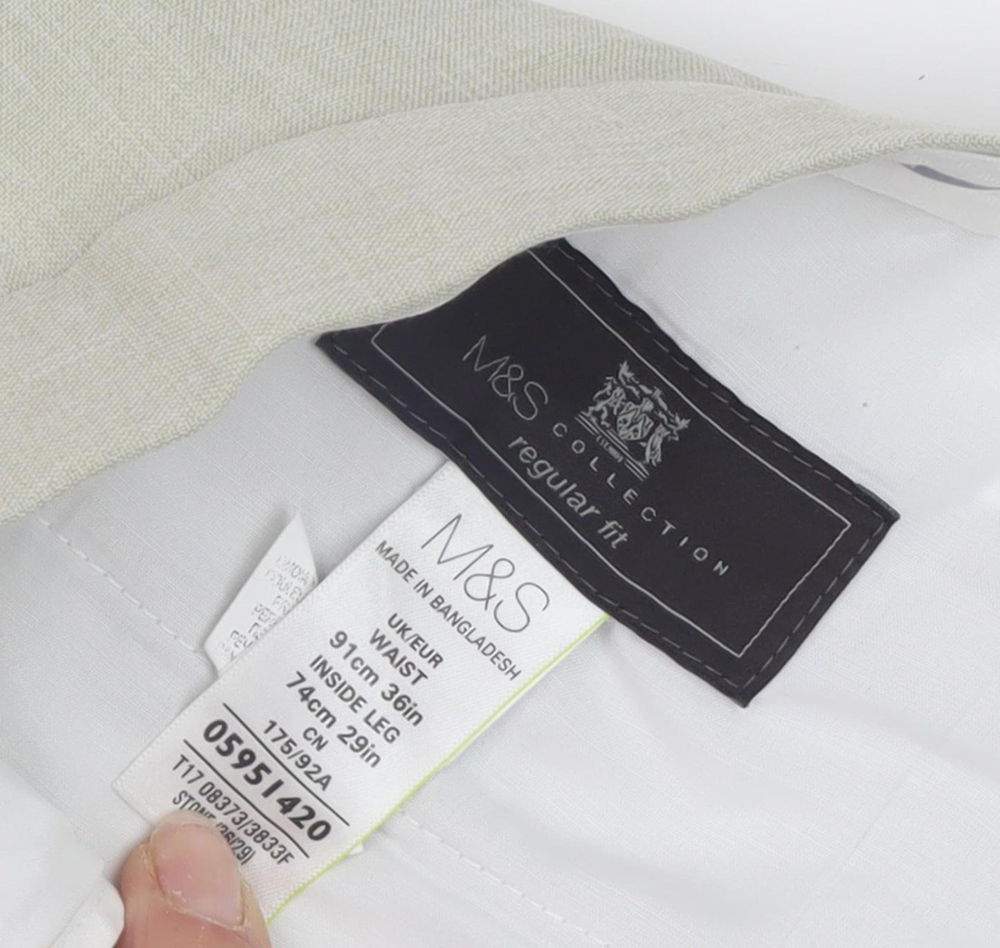 Marks and Spencer Beige Men's Linen Dress Trousers L