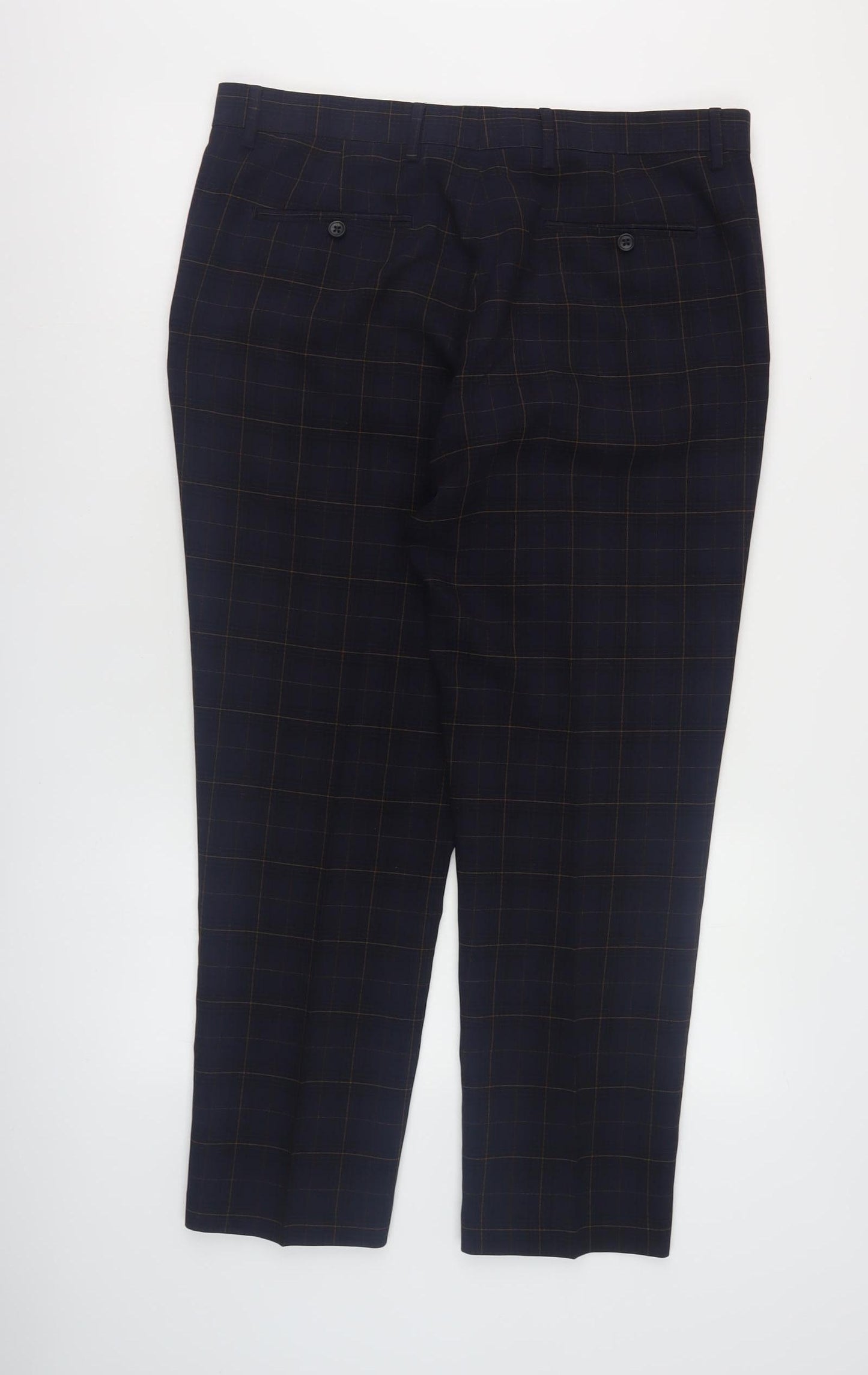 Next Men's Black Check Trousers 36 Regular Fit