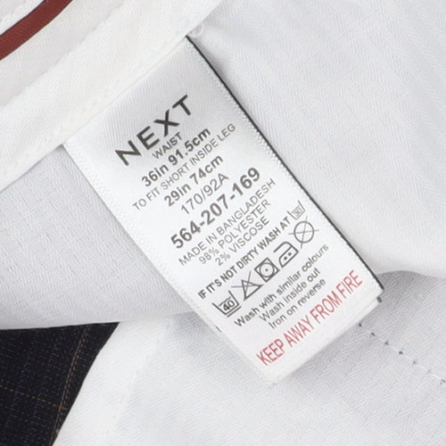 Next Men's Black Check Trousers 36 Regular Fit