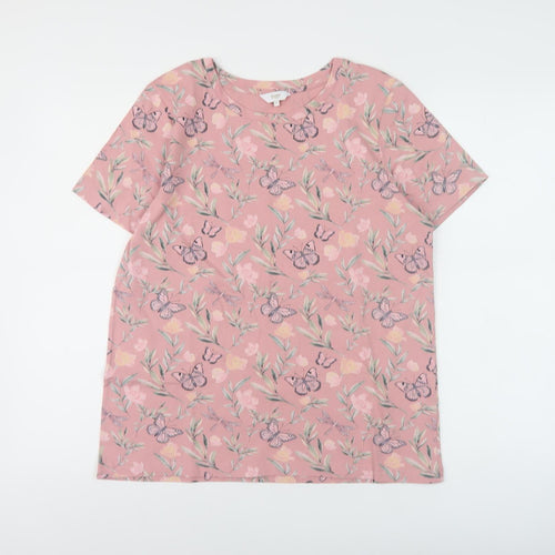 Cotton Traders Women's Pink Floral T-Shirt Size 14