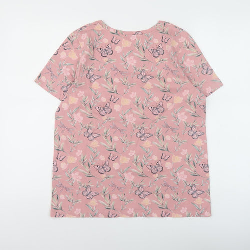 Cotton Traders Women's Pink Floral T-Shirt Size 14
