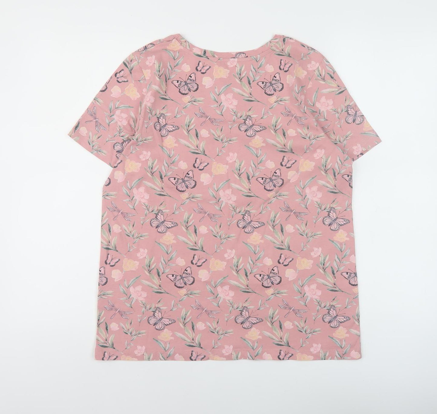 Cotton Traders Women's Pink Floral T-Shirt Size 14