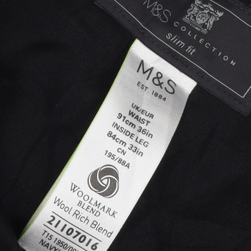 Marks and Spencer Men's Black Slim Fit Dress Pants