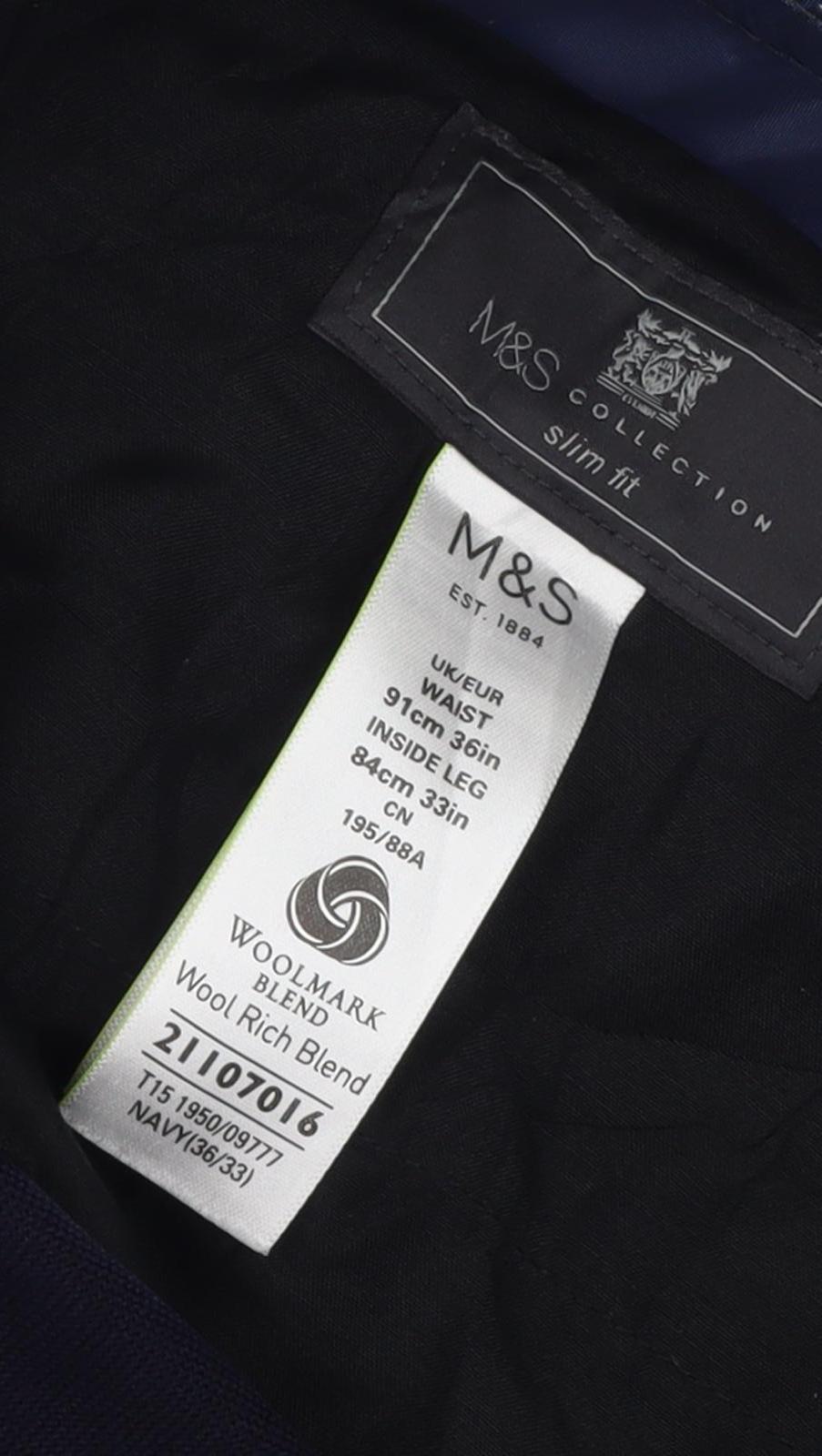 Marks and Spencer Men's Black Slim Fit Dress Pants