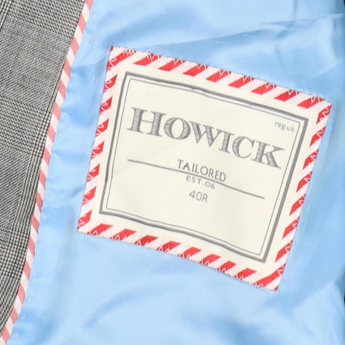 Howick Men's Grey Check Blazer 40R Formal Wool