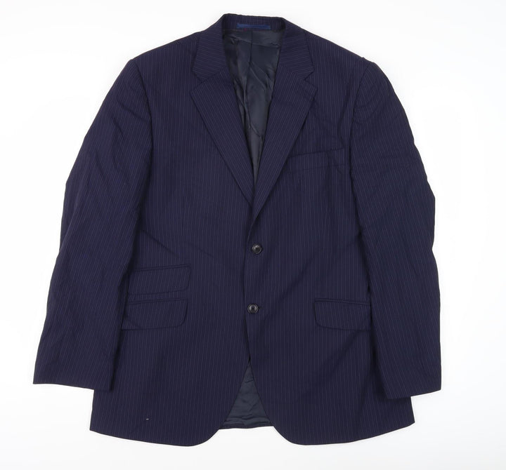 Howick Men's Blue Striped Suit Jacket 42R Regular Fit