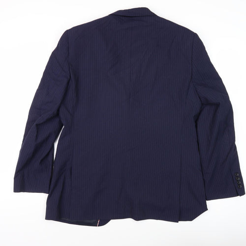 Howick Men's Blue Striped Suit Jacket 42R Regular Fit