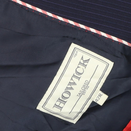 Howick Men's Blue Striped Suit Jacket 42R Regular Fit