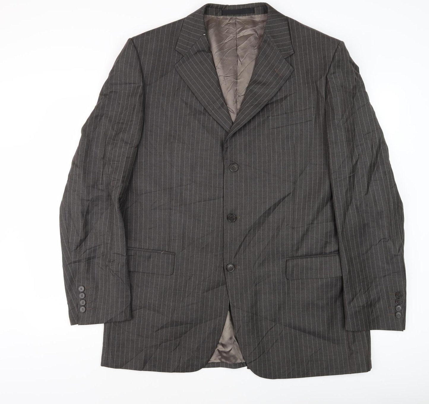 Marks and Spencer Men's Grey Striped Suit Jacket 44L