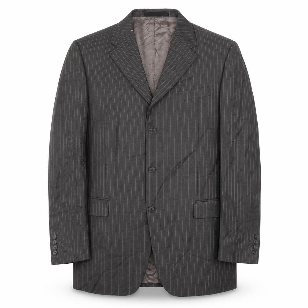 Front view of Marks & Spencer Men's Grey Striped Suit Jacket 44L