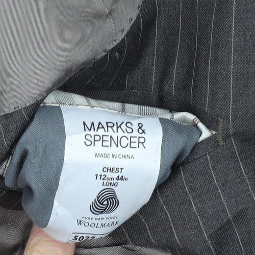 Marks and Spencer Men's Grey Striped Suit Jacket 44L