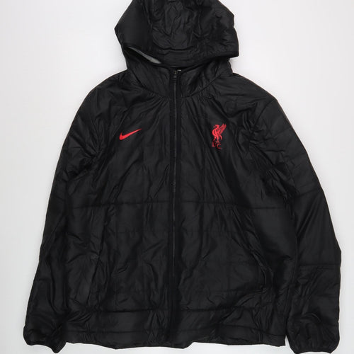 Nike Men's Black Puffer Jacket XL Hooded Lightweight