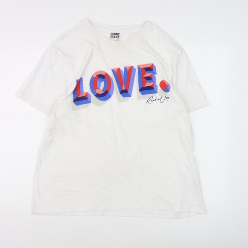 Comic Relief White T-Shirt, L, Unisex Casual Cotton