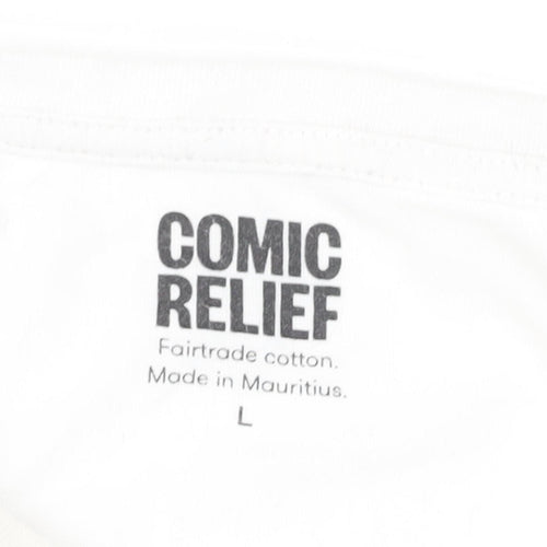 Comic Relief White T-Shirt, L, Unisex Casual Cotton