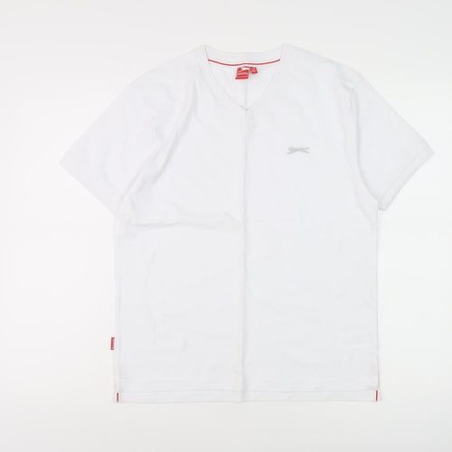 Slazenger Boys White T-Shirt V-Neck Logo 11-12 Years