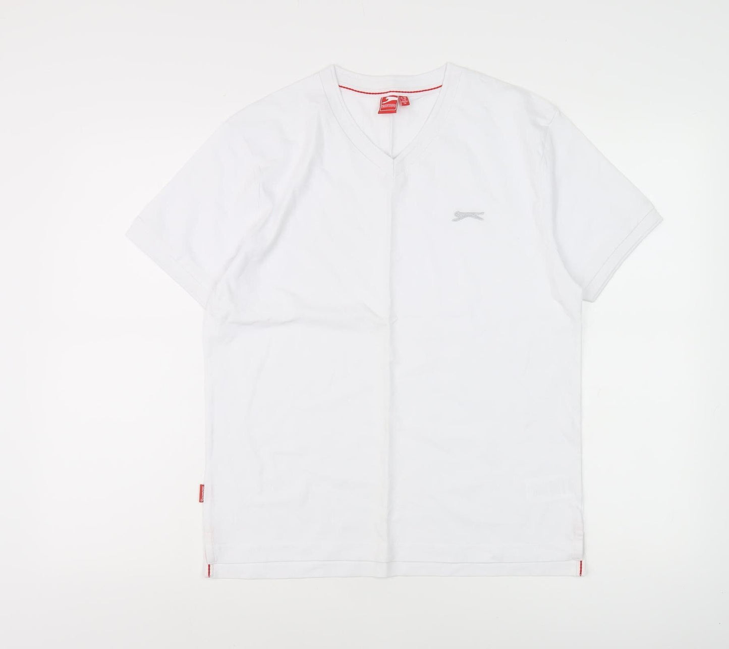 Slazenger Boys White T-Shirt V-Neck Logo 11-12 Years