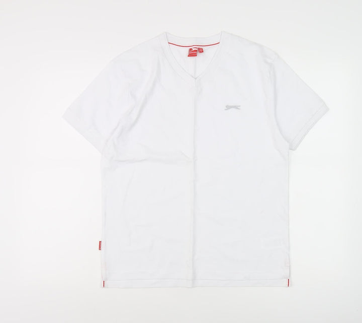 Slazenger Boys White T-Shirt V-Neck Logo 11-12 Years