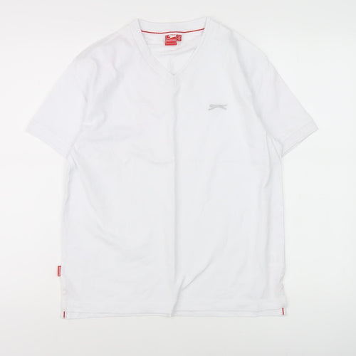 Slazenger Boys White V-Neck T-Shirt 11-12 Years Basic Style