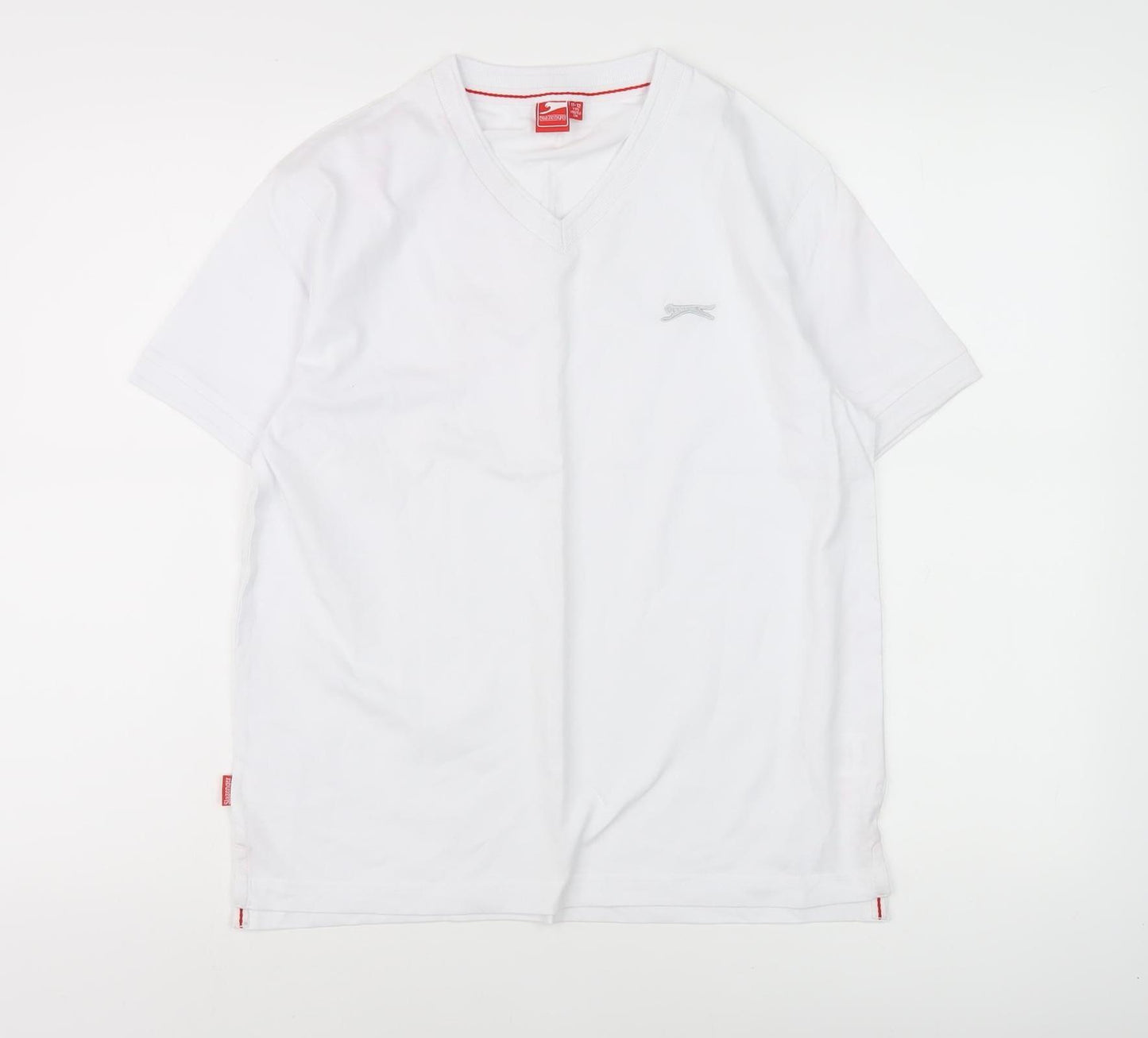 Slazenger Boys White V-Neck T-Shirt 11-12 Years Basic Style