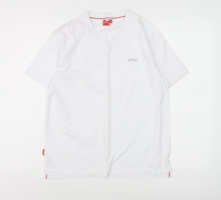 Slazenger Boys White V-Neck T-Shirt 11-12 Years Basic Style