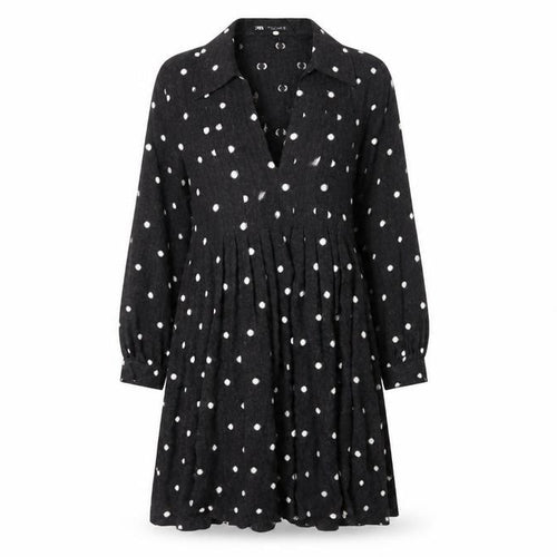 Zara Women's Black Polka Dot Shirt Dress S