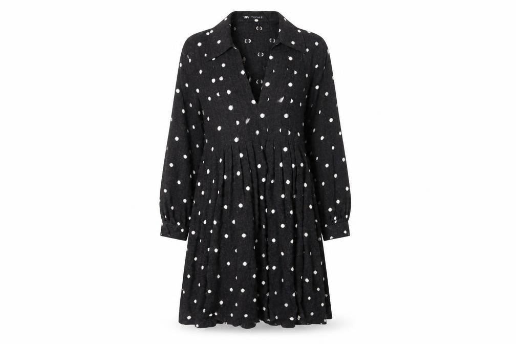 Zara Women's Black Polka Dot Shirt Dress S