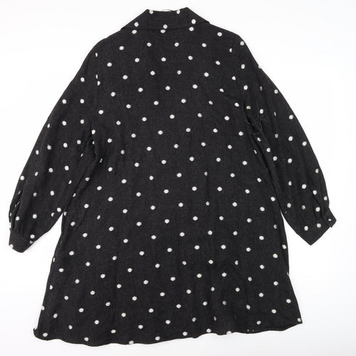 Zara Women's Black Polka Dot Shirt Dress S
