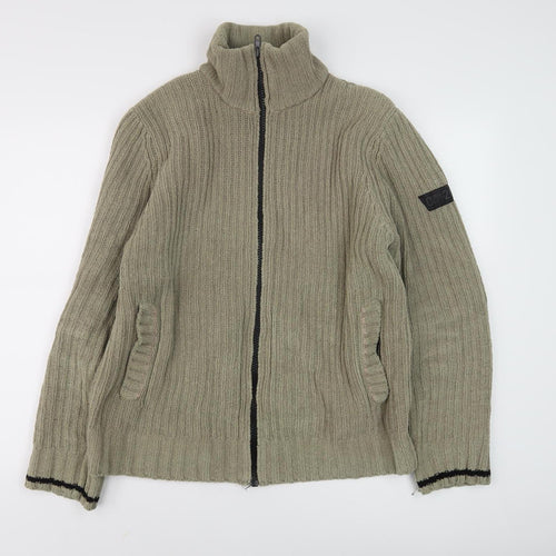 Next Men's Beige Basic Jacket, Size M, Full Zip