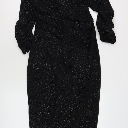 Quiz Women's Black Long Sleeve V-Neck Party Dress