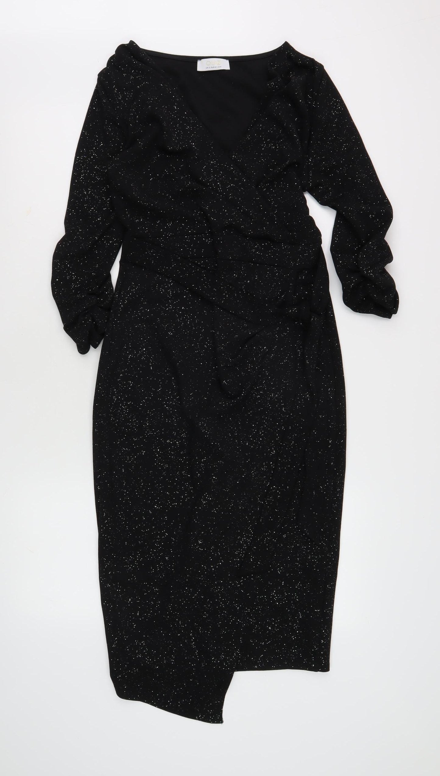 Quiz Women's Black Long Sleeve V-Neck Party Dress