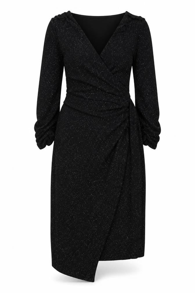 Quiz Women's Black Long Sleeve V-Neck Party Dress