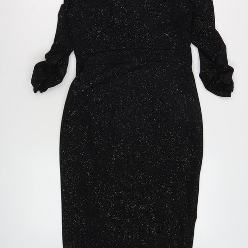 Quiz Women's Black Long Sleeve V-Neck Party Dress