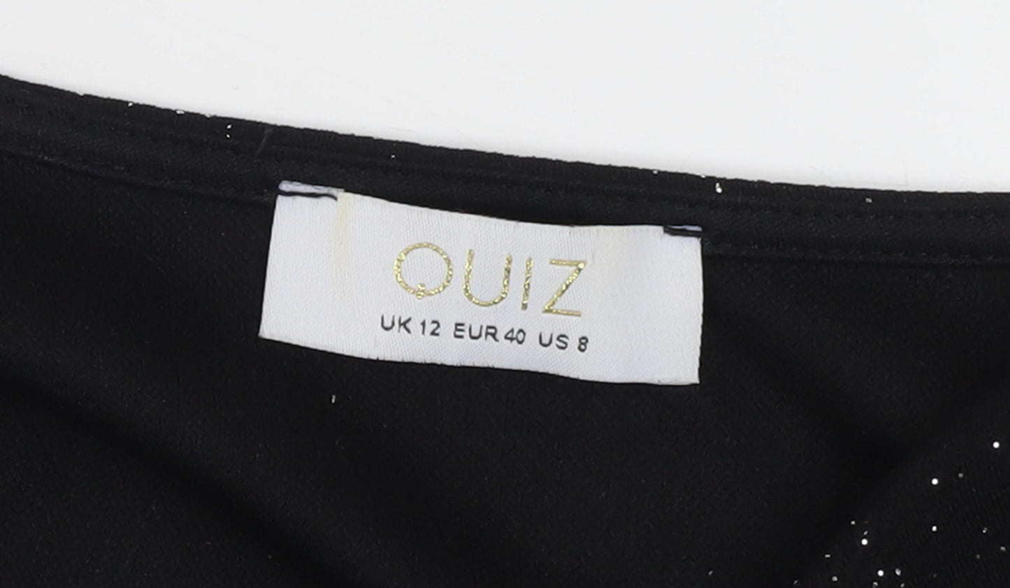 Quiz Women's Black Long Sleeve V-Neck Party Dress