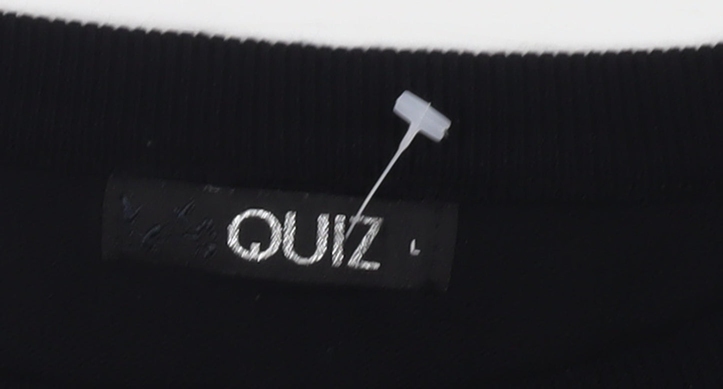 Quiz Women's Black Crew Neck Pullover Jumper