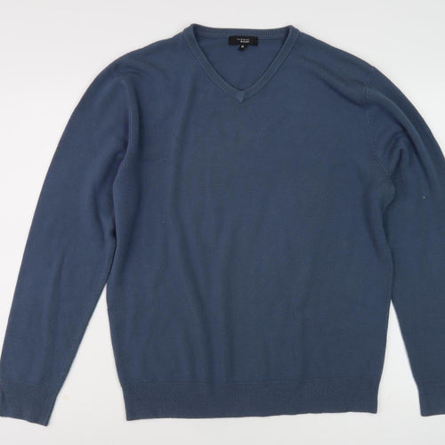 Thomas Nash Men's Blue V-Neck Pullover Jumper Size M
