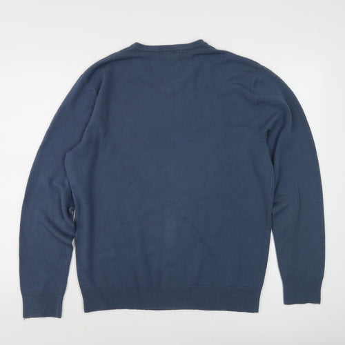 Thomas Nash Men's Blue V-Neck Pullover Jumper Size M